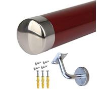 GHBSDNEPP Wall-Mounted Stair Handrail Set, Complete Railing System for Indoor and Outdoor Use, Stairwell, 5.6 M, White Handrail with Silver Brackets/Red/2.4M (7.8Ft)