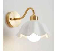 GHBSDNEPP Wall Sconce Lighting - Adjustable Flower Swhite Ceramic Lamp for Bedroom, Bathroom, Living Room, and Hallway - Stylish France-Inspired Decorative Light Fixture/White