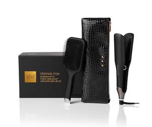 ghd Chronos Max Festive Gift Set - Wide Plate Hair Straighteners with Paddle Brush andheat-Resistant Bag, 85% Larger Plates