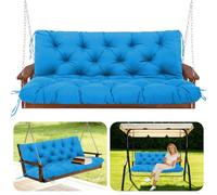GHDM Garden Bench Cushion Thick 12cm Swing Cushions 2 Seater with Backrest and Tie 100cm Waterproof Swing Seat Cushions Replacement for Outdoor Furniture Patio Porch Lawn Backyard(Peacock Blue)