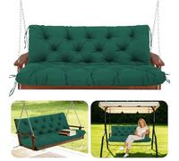 GHDM Garden Bench Cushion Thick 12cm Swing Cushions 2 Seater with Backrest and Tie 120cm Waterproof Swing Seat Cushions Replacement for Outdoor Furniture Patio Porch Lawn Backyard(Dark Green)