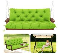 GHDM Garden Bench Cushion Thick 12cm Swing Cushions 3 Seater with Backrest and Tie 150cm Waterproof Swing Seat Cushions Replacement for Outdoor Furniture Patio Porch Lawn Backyard(Green)