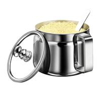 Ghee Container 500ml/17oz Stainless Steel Seasoning Containers with Clear Lid & Handle Spice Jars with Spoon for Home Kitchen Salt Container Spice Containers with Spoon