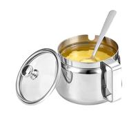 Ghee Container,500ml Stainless Steel Canister Bowl | Ghee Dispenser with Lid and Spoon | for Kitchen Home Bar Tea Salt Oil Seasoning Cooking