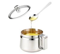 Ghee Container - Ghee Dispenser With Lid And Spoon | 500ml Stainless Steel Storage Pot, Jar for Kitchen Tea Sugar Salt Oil Seasoning Cooking | Oil Container, Canister Bowl