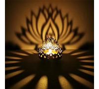 Ghee Lamp Butter Lamp Holder Golden Cup Candle Holder Tibetan Brass Oil Lamp Buddhist Altar Supplies Metal Hollow Carved Light Shadow Art Candle Holder (Lotus)