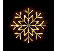 Ghega Xmas 50 LED Snowflake Light Christmas Window Home Festive Decoration Light 40cm Cable Battery Operated Indoor Use Light Up Xmas New Year Party Fun (Warm White)