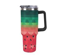 GHENBLT 40oz Insulated Tumbler with Handle And Straw Leak Proof Double Wall Stainless Steel Gradient Watermelon Water Bottle for Car Cup Holder BPA-Free Travel Coffee Mug for Hot & Cold Drinks Black