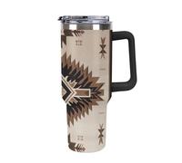 GHENBLT 40oz Insulated Tumbler with Handle And Straw Leak Proof Double Wall Stainless Steel Native American Water Bottle for Car Cup Holder BPA-Free Travel Coffee Mug for Hot & Cold Drinks Black