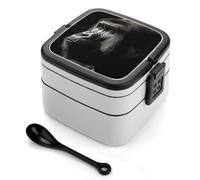 GHENBLT An Adult Gorilla Bento Box Adult Stackable 2 Layers Containers Reusable Leakproof Lunch Containers for Adults Travel 33oz Lunchbox with Spoon Portable Bento Boxes, Microwave Dishwasher Safe
