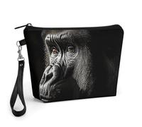 GHENBLT An Adult Gorilla Cosmetic Bag for Women Makeup Organizer with Wide Opening & Handle Waterproof PU Leather Zipper Pouch Portable Toiletry Bag for Skincare Brush Travel Essentials