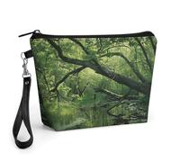 GHENBLT An Ancient Swamp Cosmetic Bag for Women Makeup Organizer with Wide Opening & Handle Waterproof PU Leather Zipper Pouch Portable Toiletry Bag for Skincare Brush Travel Essentials
