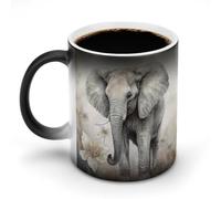 GHENBLT Animals Cute Elephant Magic Color Changing Mug 11 Oz Reveals Surprise Design with Hot Coffee Heat Sensitive Black Ceramic Cup Fun Novelty Gift for Christmas Birthday Office for Men Women