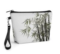 GHENBLT Asian Cosmetic Bag for Women Makeup Organizer with Wide Opening & Handle Waterproof PU Leather Zipper Pouch Portable Toiletry Bag for Skincare Brush Travel Essentials
