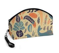 GHENBLT Australian Animals Cosmetic Bag for Women Makeup Organizer with Wide Opening & Handle Waterproof PU Leather Zipper Pouch Portable Toiletry Bag for Skincare Brush Travel Essentials