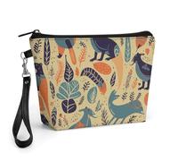 GHENBLT Australian Animals Cosmetic Bag for Women Makeup Organizer with Wide Opening & Handle Waterproof PU Leather Zipper Pouch Portable Toiletry Bag for Skincare Brush Travel Essentials