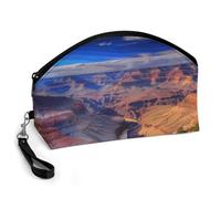 GHENBLT Beauty Grand Canyon Cosmetic Bag for Women Makeup Organizer with Wide Opening & Handle Waterproof PU Leather Zipper Pouch Portable Toiletry Bag for Skincare Brush Travel Essentials