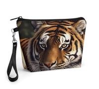 GHENBLT Bengal Tiger Cosmetic Bag for Women Makeup Organizer with Wide Opening & Handle Waterproof PU Leather Zipper Pouch Portable Toiletry Bag for Skincare Brush Travel Essentials