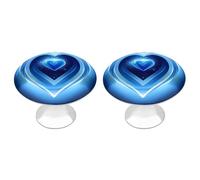GHENBLT Blue Heart Cabinet Knobs 2 Pack Kitchen Cabinet Pulls Stainless Steel Drawer Pulls with Screw Decorative Dresser Knobs Hardware for Bathroom Cupboard Bifold Closet Door