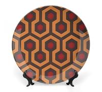 GHENBLT Bone China Decorative Plates for Display 8inch Ceramic Shining Overlook Dinner Plate with Display Stand Wall Hanging Large Porcelain Salad Plate for Wedding Bridal Tea Party Supplies