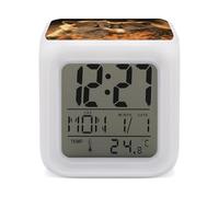 GHENBLT Cheetah Love Alarm Clocks LED Digital Clock with 7 Colors Changing 3" Cube Wake Up Clock with Temperature Snooze Silent Night Light Battery Operated Beside Lamp for Bedroom Decor