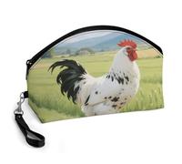 GHENBLT Chicken Cosmetic Bag for Women Makeup Organizer with Wide Opening & Handle Waterproof PU Leather Zipper Pouch Portable Toiletry Bag for Skincare Brush Travel Essentials