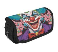GHENBLT Clowns Pencil Case Organizer Large Capacity Cute Pen Pouch with 3 Compartment Office Stationery Large Pencil Bags with Zipper Fabric Pen Bag for Adults Portable Makeup Bag (Black)