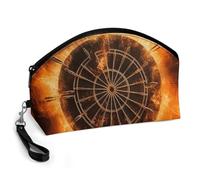 GHENBLT Dart Board Cosmetic Bag for Women Makeup Organizer with Wide Opening & Handle Waterproof PU Leather Zipper Pouch Portable Toiletry Bag for Skincare Brush Travel Essentials