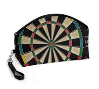 GHENBLT Dart Board Cosmetic Bag for Women Makeup Organizer with Wide Opening & Handle Waterproof PU Leather Zipper Pouch Portable Toiletry Bag for Skincare Brush Travel Essentials
