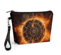 GHENBLT Dart Board Cosmetic Bag for Women Makeup Organizer with Wide Opening & Handle Waterproof PU Leather Zipper Pouch Portable Toiletry Bag for Skincare Brush Travel Essentials