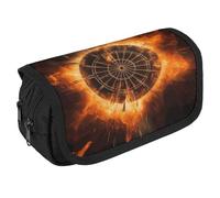 GHENBLT Dart Board Pencil Case Organizer Large Capacity Cute Pen Pouch with 3 Compartment Office Stationery Large Pencil Bags with Zipper Fabric Pen Bag for Adults Portable Makeup Bag (Black)