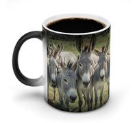 GHENBLT Donkey Animals Magic Color Changing Mug 11 Oz Reveals Surprise Design with Hot Coffee Heat Sensitive Black Ceramic Cup Fun Novelty Gift for Christmas Birthday Office for Men Women