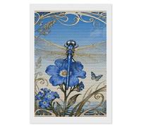 GHENBLT Dragonfly Forget-me-not 5D Diamond Painting Kits for Adults Beginners Large Round Diamond Art Painting DIY Full Drill Diamonds Dots Wall Paintings Gem Art for Gift Home Wall Decor 8"x12"