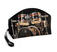 GHENBLT Drum Set Cosmetic Bag for Women Makeup Organizer with Wide Opening & Handle Waterproof PU Leather Zipper Pouch Portable Toiletry Bag for Skincare Brush Travel Essentials