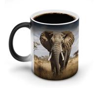 GHENBLT Elephant Magic Color Changing Mug 11 Oz Reveals Surprise Design with Hot Coffee Heat Sensitive Black Ceramic Cup Fun Novelty Gift for Christmas Birthday Office for Men Women
