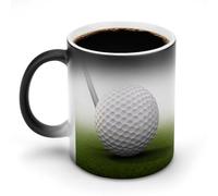 GHENBLT Golf Ball Magic Color Changing Mug 11 Oz Reveals Surprise Design with Hot Coffee Heat Sensitive Black Ceramic Cup Fun Novelty Gift for Christmas Birthday Office for Men Women