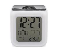 GHENBLT Gorilla in The Grass Alarm Clocks LED Digital Clock with 7 Colors Changing 3" Cube Wake Up Clock with Temperature Snooze Silent Night Light Battery Operated Beside Lamp for Bedroom Decor