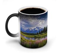 GHENBLT Grand Teton National Park Magic Color Changing Mug 11 Oz Reveals Surprise Design with Hot Coffee Heat Sensitive Black Ceramic Cup Fun Novelty Gift for Christmas Birthday Office for Men Women