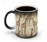 GHENBLT Hand Drawn Giraffes Magic Color Changing Mug 11 Oz Reveals Surprise Design with Hot Coffee Heat Sensitive Black Ceramic Cup Fun Novelty Gift for Christmas Birthday Office for Men Women