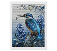 GHENBLT Kingfisher Hyacinth Bloom 5D Diamond Painting Kits for Adults Beginners Large Round Diamond Art Painting DIY Full Drill Diamonds Dots Wall Paintings Gem Art for Gift Home Wall Decor 12"x16"