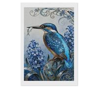 GHENBLT Kingfisher Hyacinth Bloom 5D Diamond Painting Kits for Adults Beginners Large Round Diamond Art Painting DIY Full Drill Diamonds Dots Wall Paintings Gem Art for Gift Home Wall Decor 8"x12"