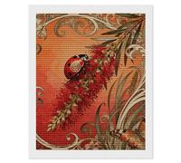 GHENBLT Ladybug Bottlebrush Spike 5D Diamond Painting Kits for Adults Beginners Large Round Diamond Art Painting DIY Full Drill Diamonds Dots Wall Paintings Gem Art for Gift Home Wall Decor 16"x20"