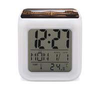 GHENBLT Louvre Museum in Paris Alarm Clocks LED Digital Clock with 7 Colors Changing 3" Cube Wake Up Clock with Temperature Snooze Silent Night Light Battery Operated Beside Lamp for Bedroom Decor