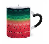 GHENBLT Magic Gradient Watermelon Color Changing Mug 11 Oz Reveals Surprise Design with Hot Coffee Heat Sensitive Black Ceramic Cup Fun Novelty Gift for Christmas Birthday Office for Men Women