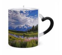 GHENBLT Magic Grand Teton National Park Color Changing Mug 11 Oz Reveals Surprise Design with Hot Coffee Heat Sensitive Black Ceramic Cup Fun Novelty Gift for Christmas Birthday Office for Men Women