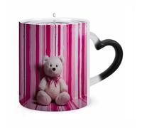 GHENBLT Magic Teddy Bear Color Changing Mug 11 Oz Reveals Surprise Design with Hot Coffee Heat Sensitive Black Ceramic Cup Fun Novelty Gift for Christmas Birthday Office for Men Women