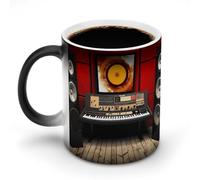 GHENBLT Music Studio Magic Color Changing Mug 11 Oz Reveals Surprise Design with Hot Coffee Heat Sensitive Black Ceramic Cup Fun Novelty Gift for Christmas Birthday Office for Men Women