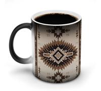 GHENBLT Native American Magic Color Changing Mug 11 Oz Reveals Surprise Design with Hot Coffee Heat Sensitive Black Ceramic Cup Fun Novelty Gift for Christmas Birthday Office for Men Women