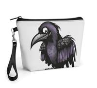 GHENBLT Ravens Cosmetic Bag for Women Makeup Organizer with Wide Opening & Handle Waterproof PU Leather Zipper Pouch Portable Toiletry Bag for Skincare Brush Travel Essentials