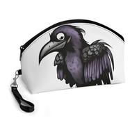 GHENBLT Ravens Cosmetic Bag for Women Makeup Organizer with Wide Opening & Handle Waterproof PU Leather Zipper Pouch Portable Toiletry Bag for Skincare Brush Travel Essentials